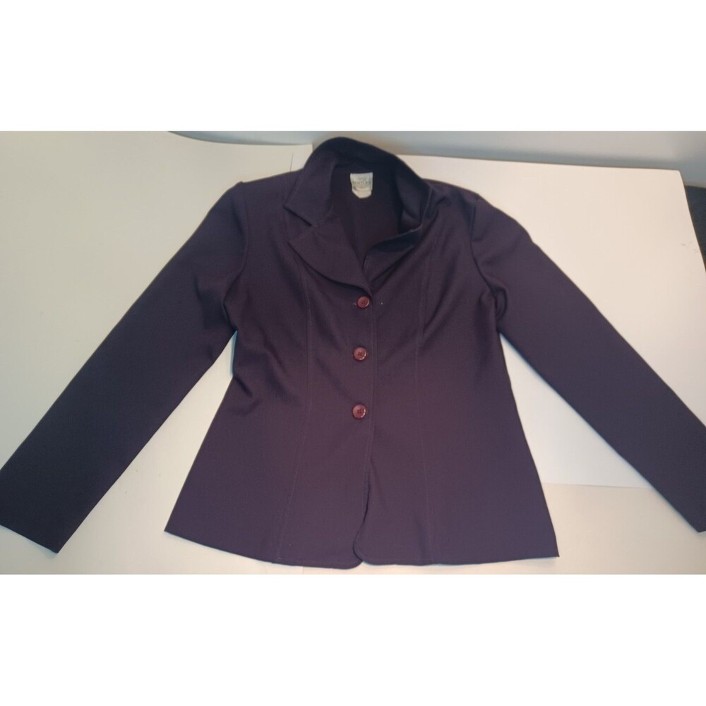 Bentley Blazer Jacket Size 9 Dark Purple With Shoulder Pad Vintage 80s Jacket